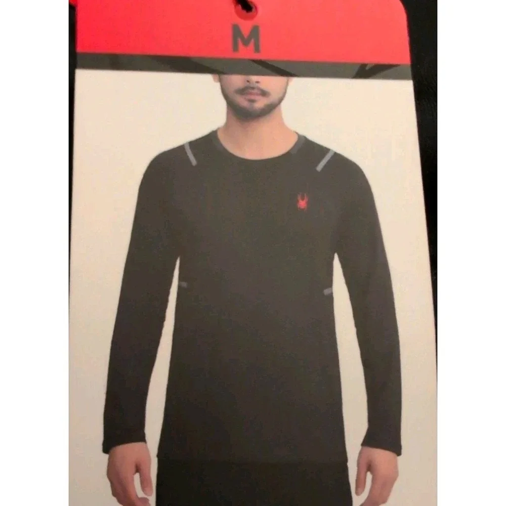 Spyder Active Stretch‎ Top Mens Medium Black Long Sleeve Base Layer Athletic NWT